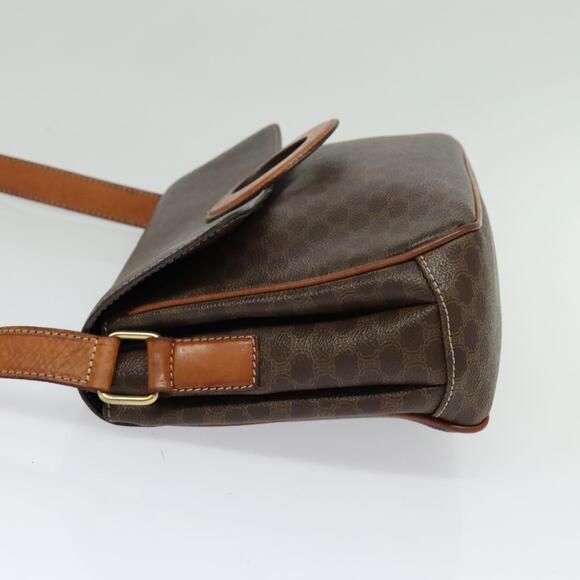 CELINE Macadam Canvas Shoulder Bag Pvc Leather Brown Gold - Picture 4 of 12